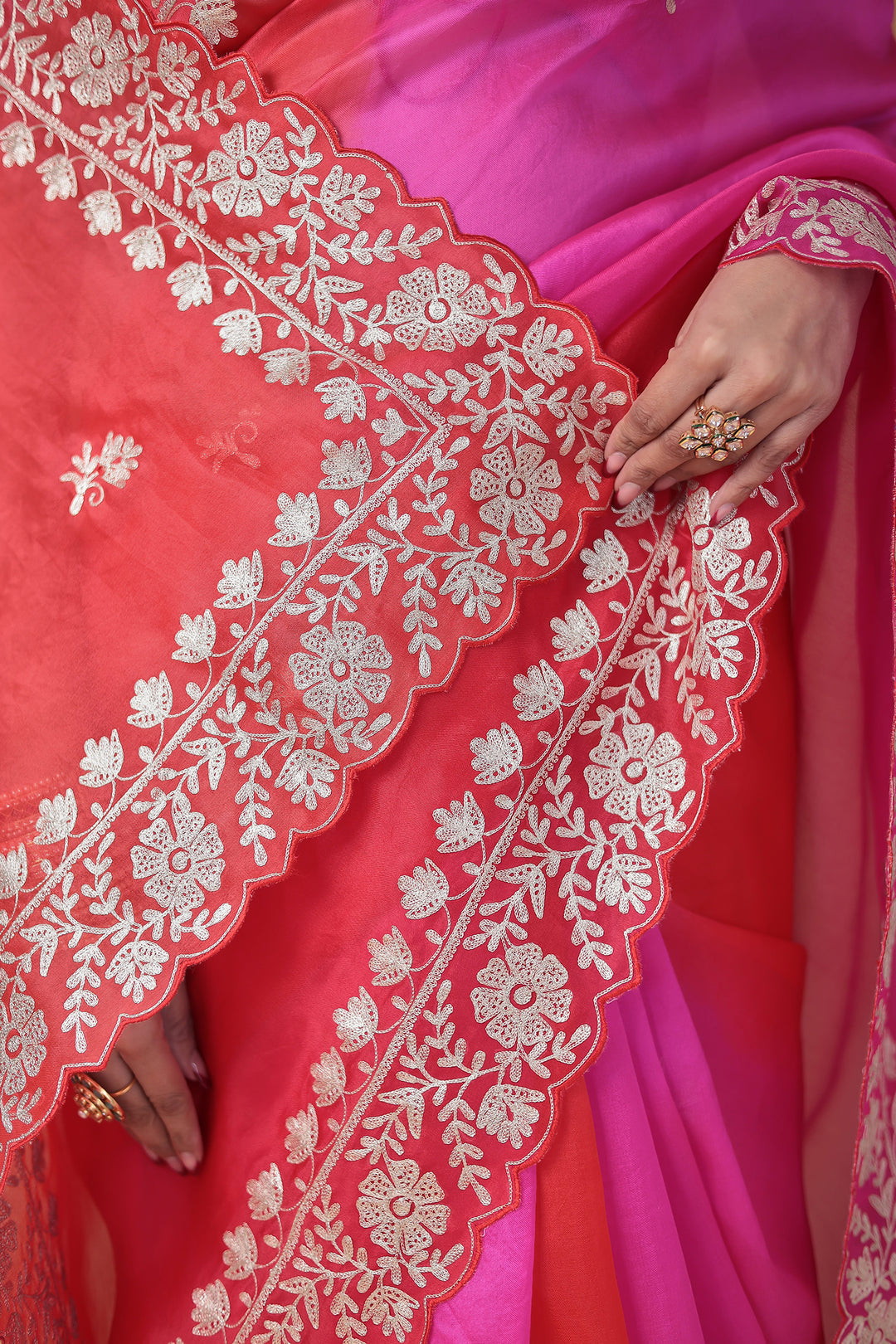 Organza Saree Embroidered with Pittan work