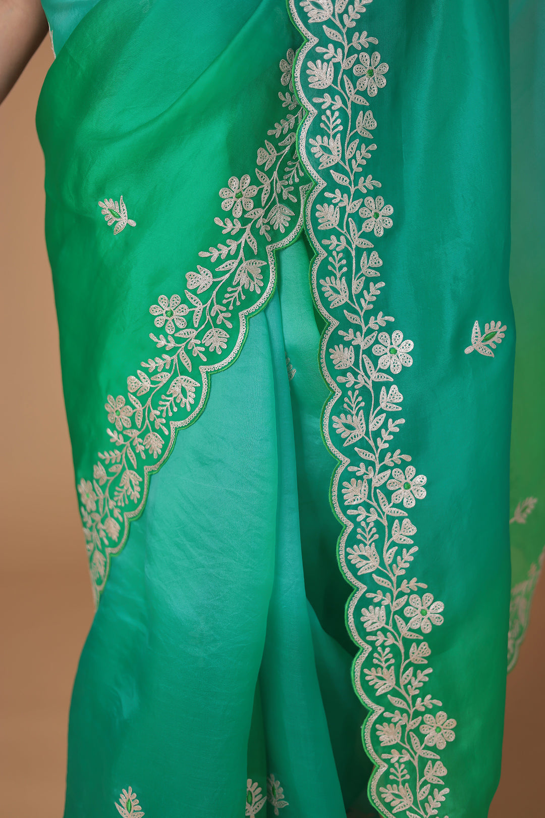 Organza Saree with Pittan work