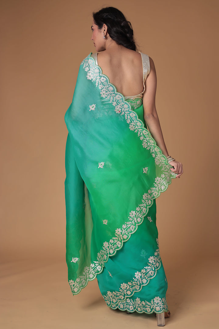 Organza Saree with Pittan work