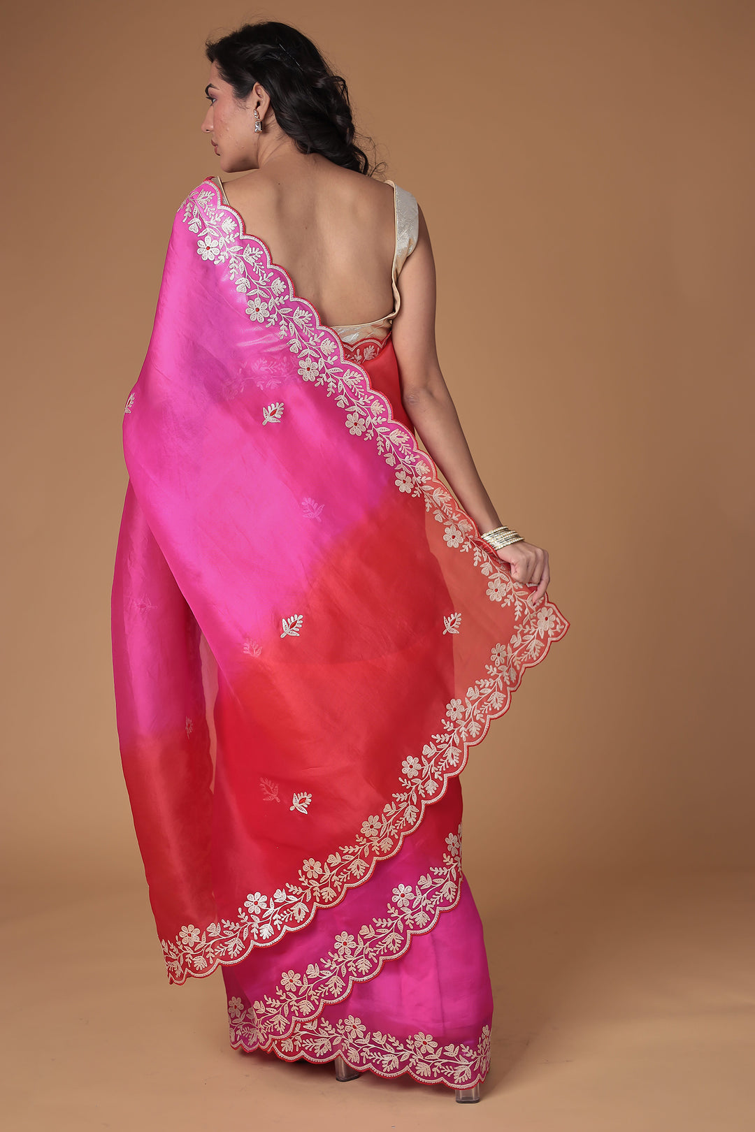 Organza Saree with Pittan work