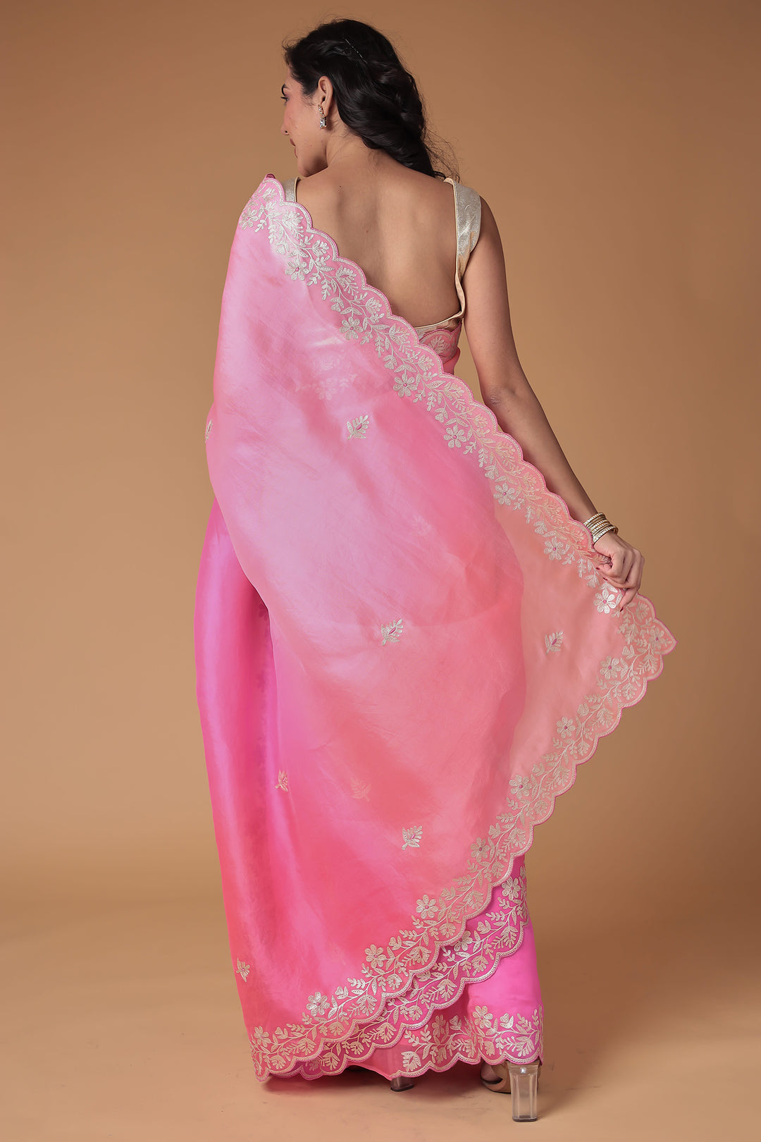 Organza Saree with Pittan work