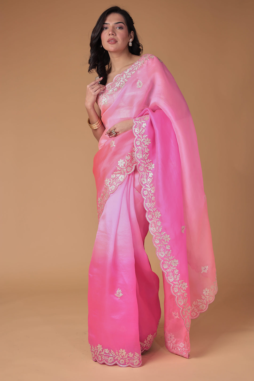 Organza Saree with Pittan work