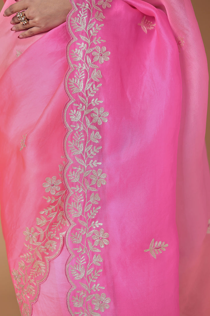 Organza Saree with Pittan work