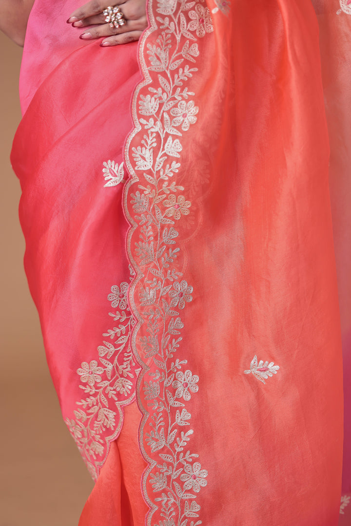 Organza Saree with Pittan work