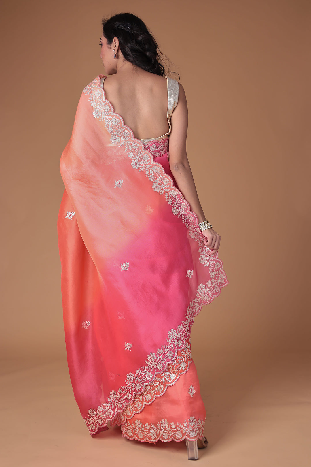 Organza Saree with Pittan work