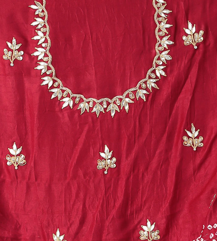 Bandhej Silk Saree with Gota Patti and Zardozi work