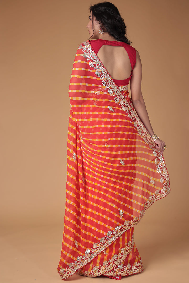 Georgette Leheriya Saree Enhanced with Gota Patti work