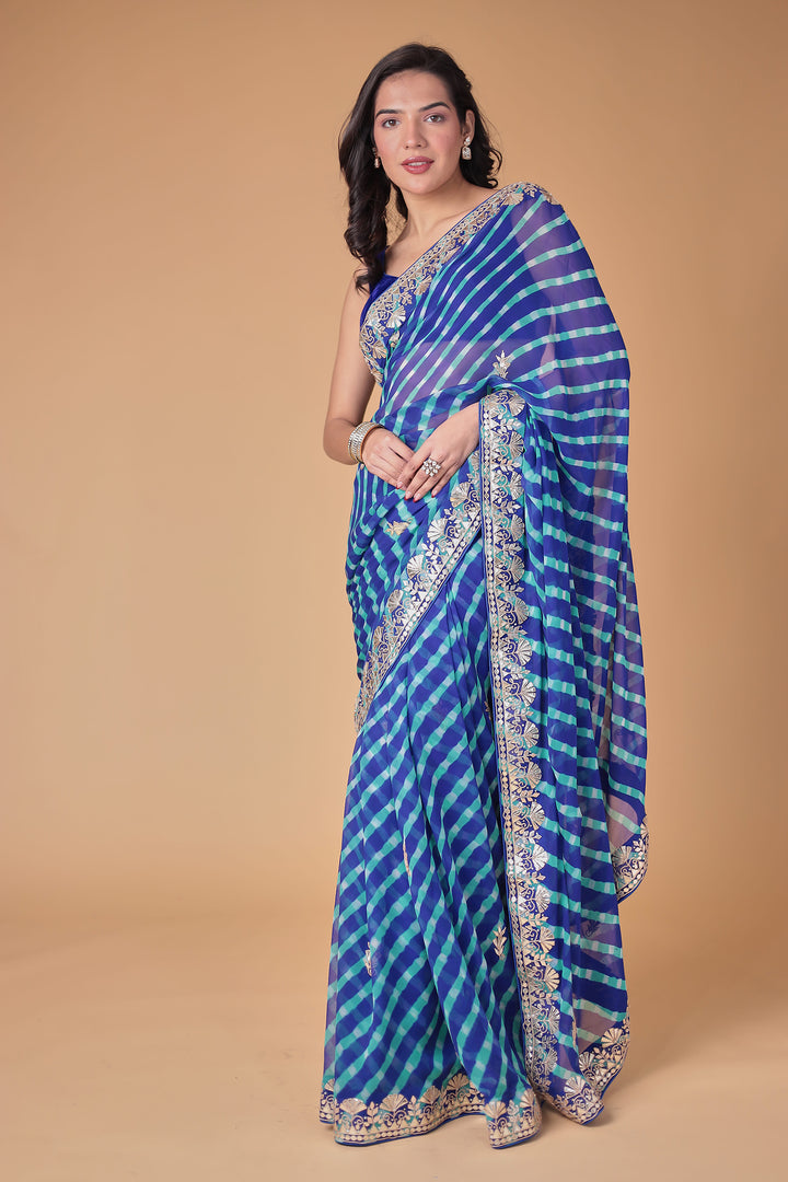 Georgette Leheriya Saree Enhanced with Gota Patti work