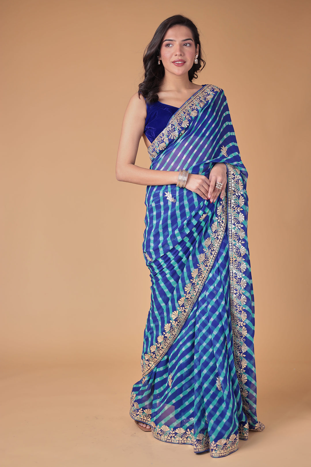 Georgette Leheriya Saree Enhanced with Gota Patti work