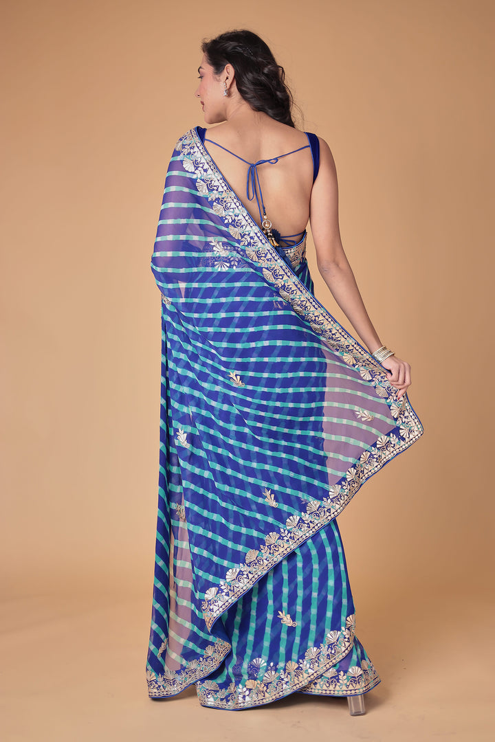 Georgette Leheriya Saree Enhanced with Gota Patti work