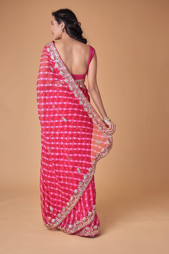 Georgette Leheriya Saree Enhanced with Gota Patti work