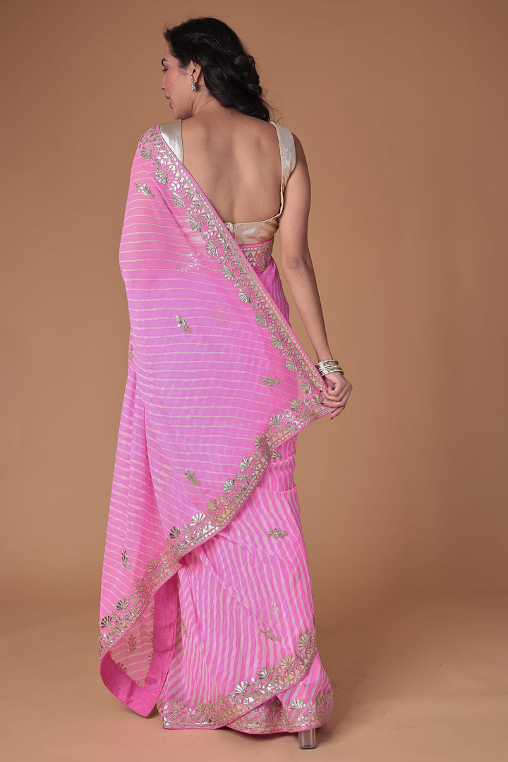 Georgette Leheriya Saree Enhanced with Gota Patti work