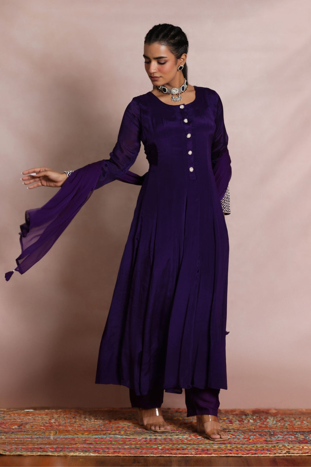 Chinon Kurta Set Stitched Embellished with Sequins work