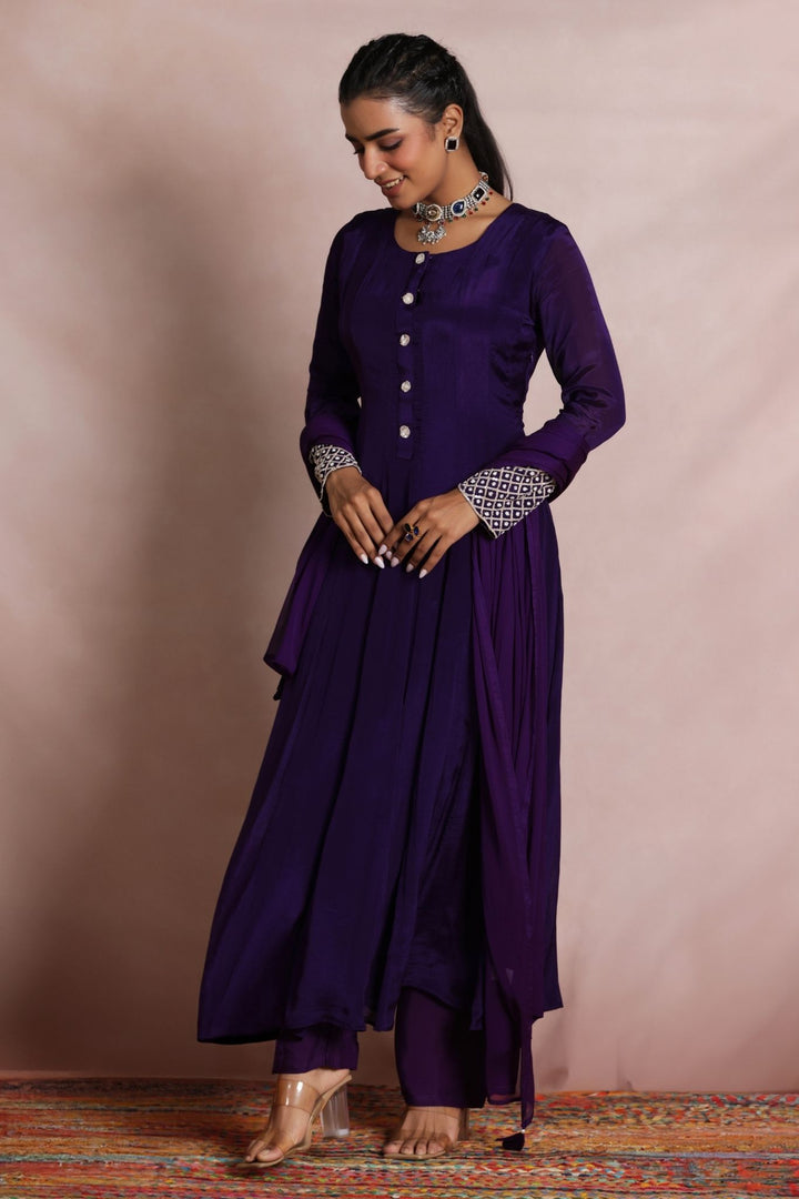 Chinon Kurta Set Stitched Embellished with Sequins work