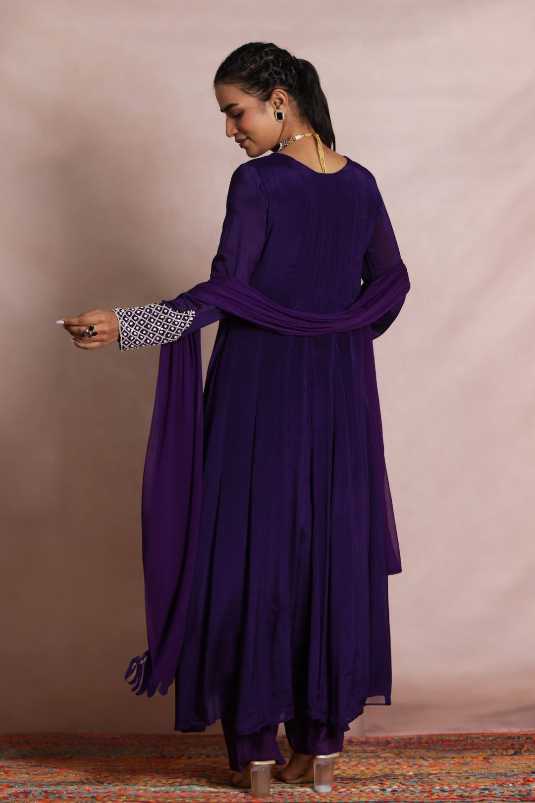 Chinon Kurta Set Stitched Embellished with Sequins work