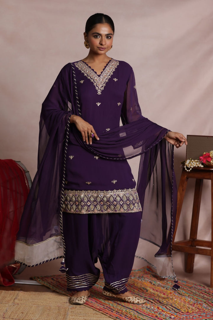 Georgette Patiala Suit with Embroidered work