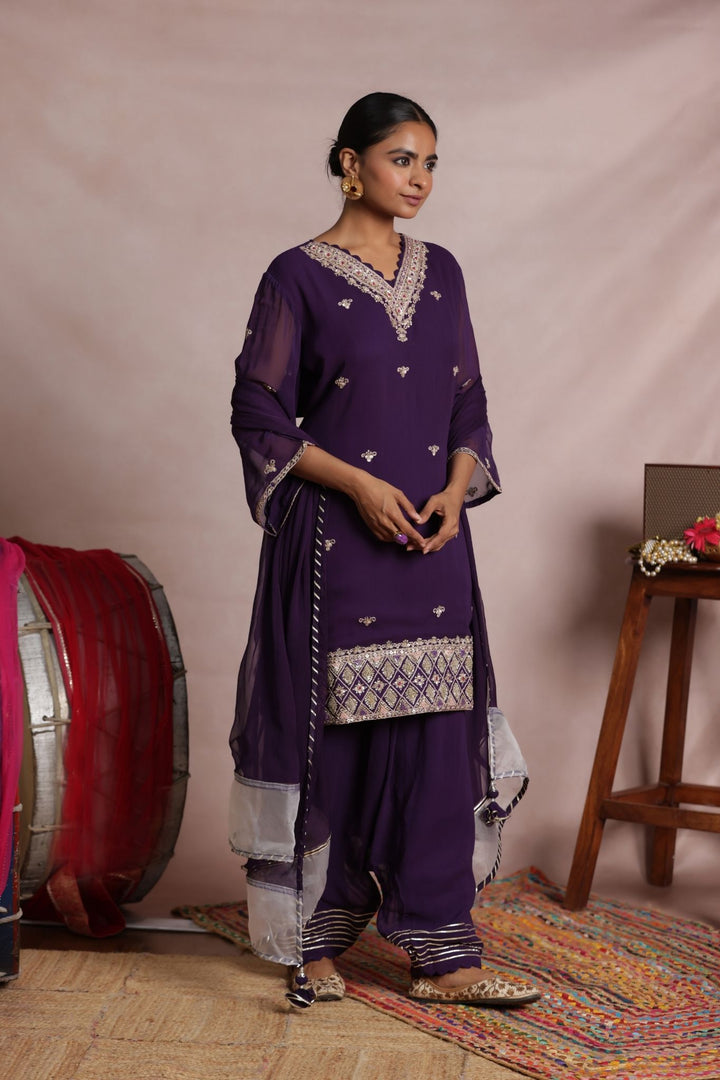 Georgette Patiala Suit with Embroidered work