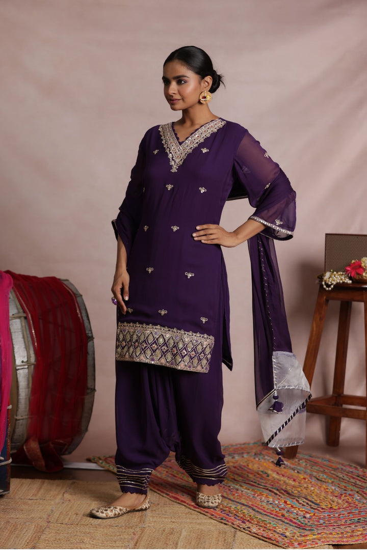 Georgette Patiala Suit with Embroidered work