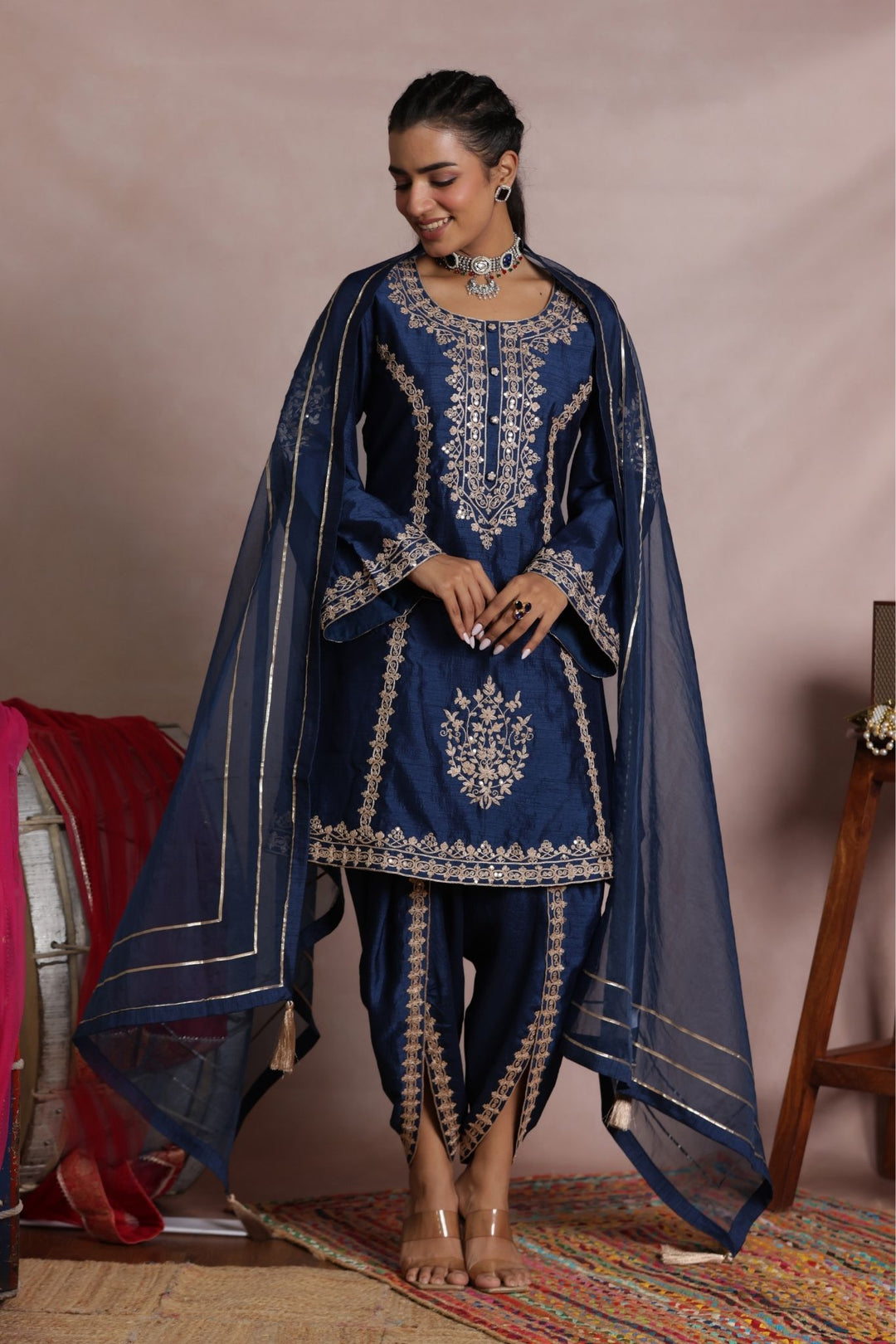 Dhoti Silk Suit Intricate with Full Embroidered work