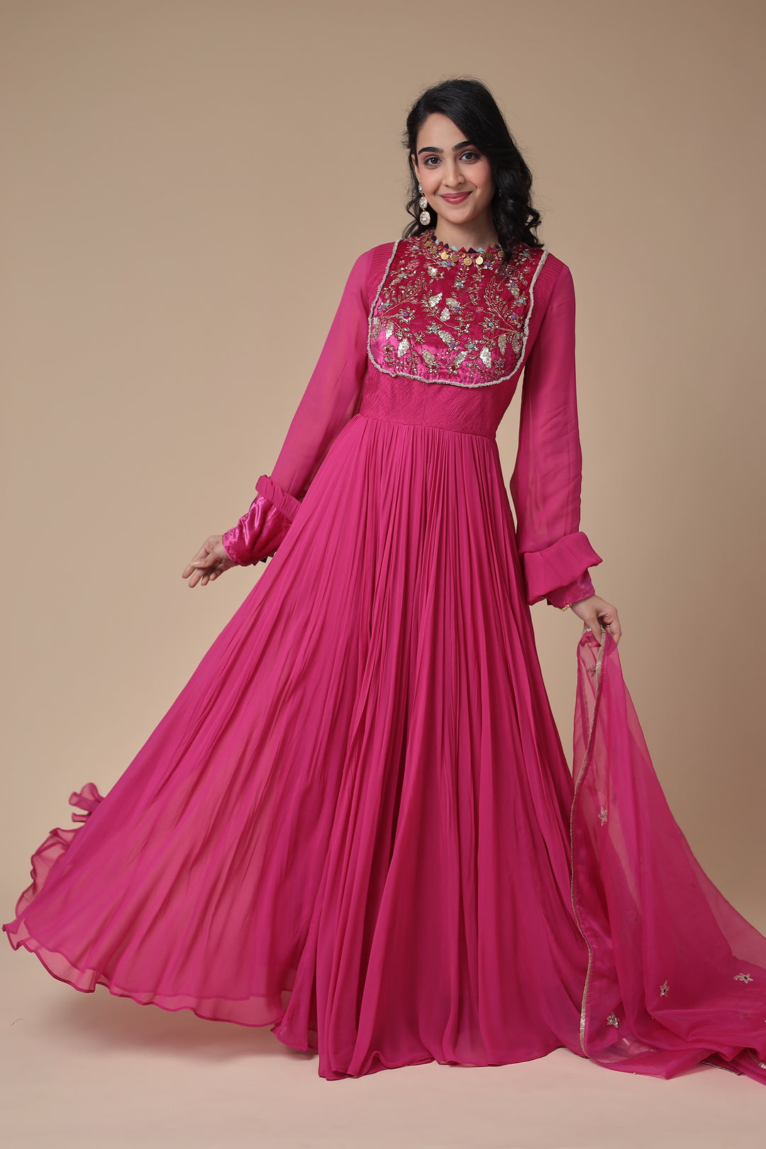 Anarkali Georgette Gown with Embroidery