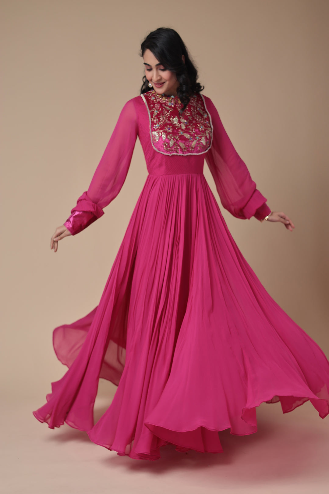 Anarkali Georgette Gown with Embroidery