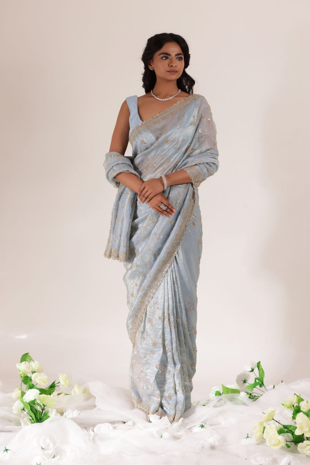 Tissue Saree with Embellished work