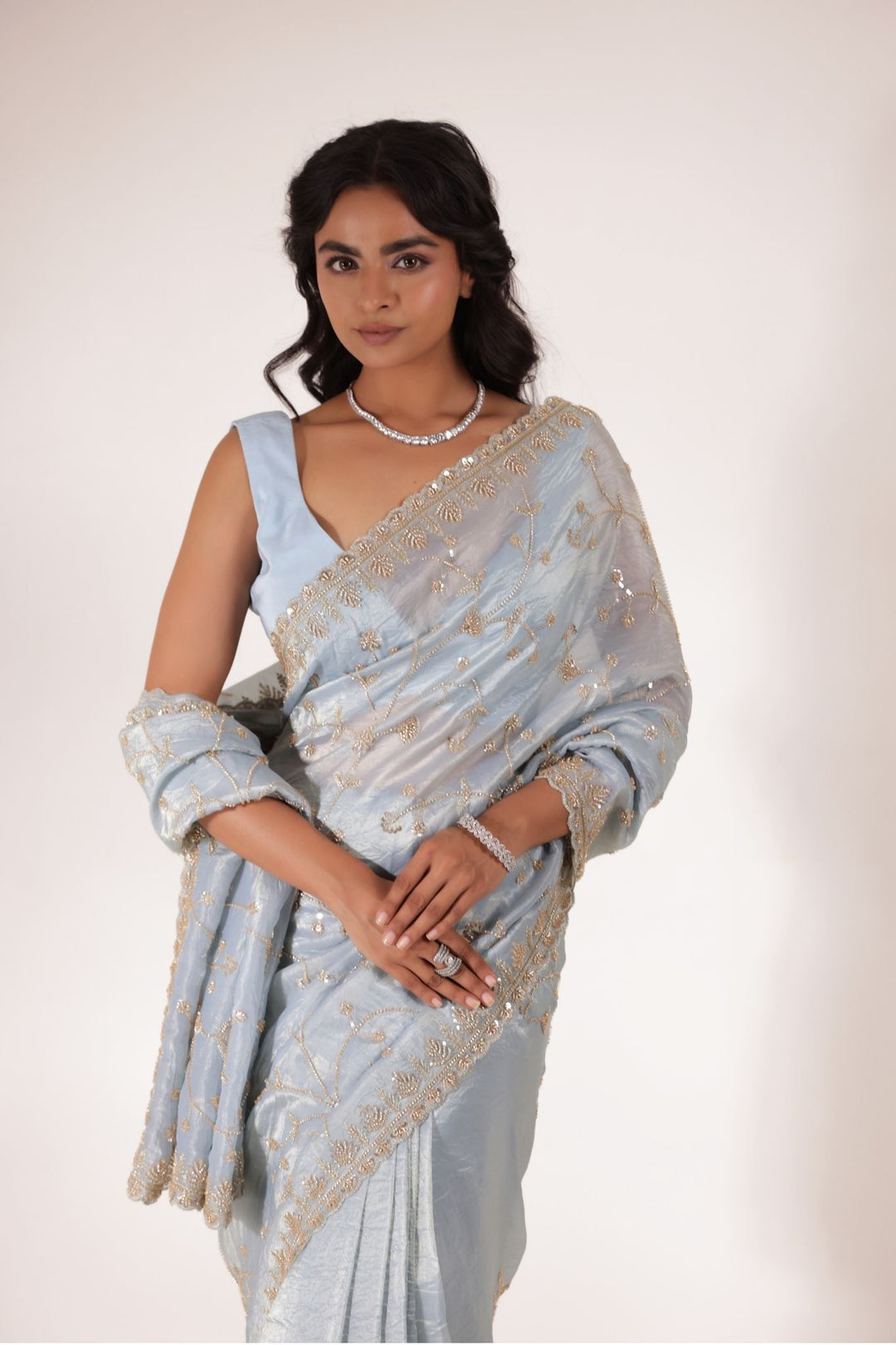 Tissue Saree with Embellished work