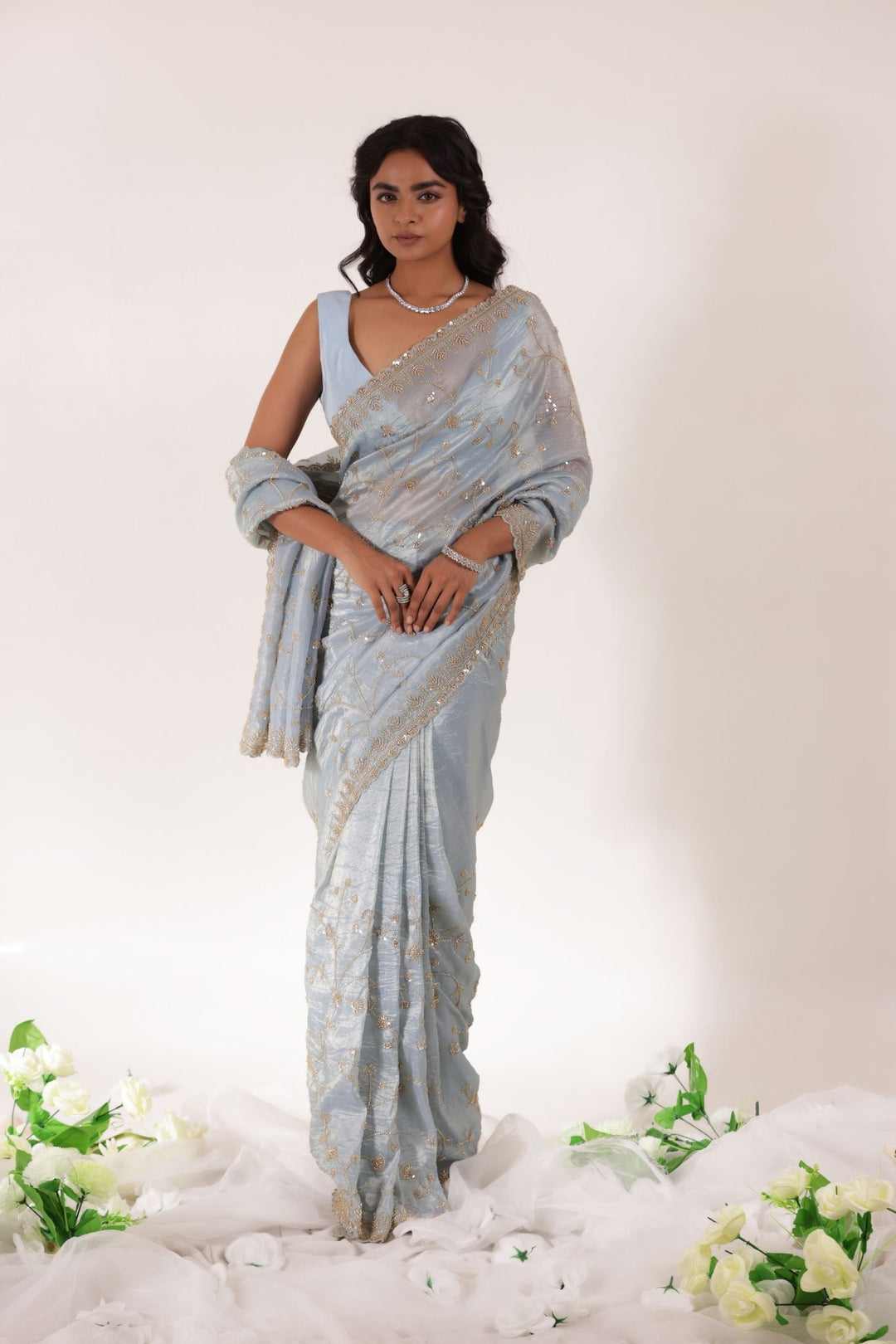 Tissue Saree with Embellished work