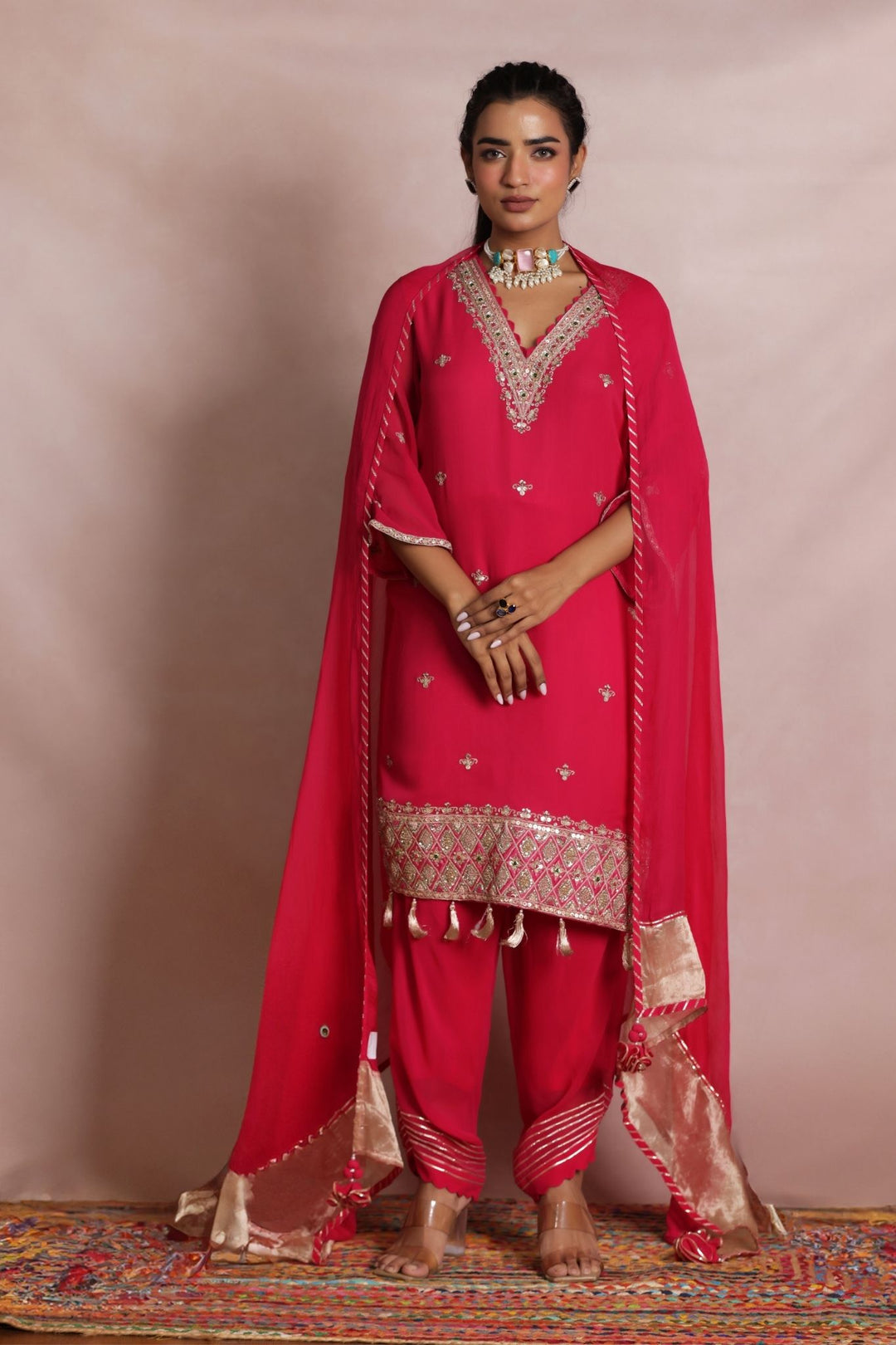 Georgette Patiala Suit with Embroidered work