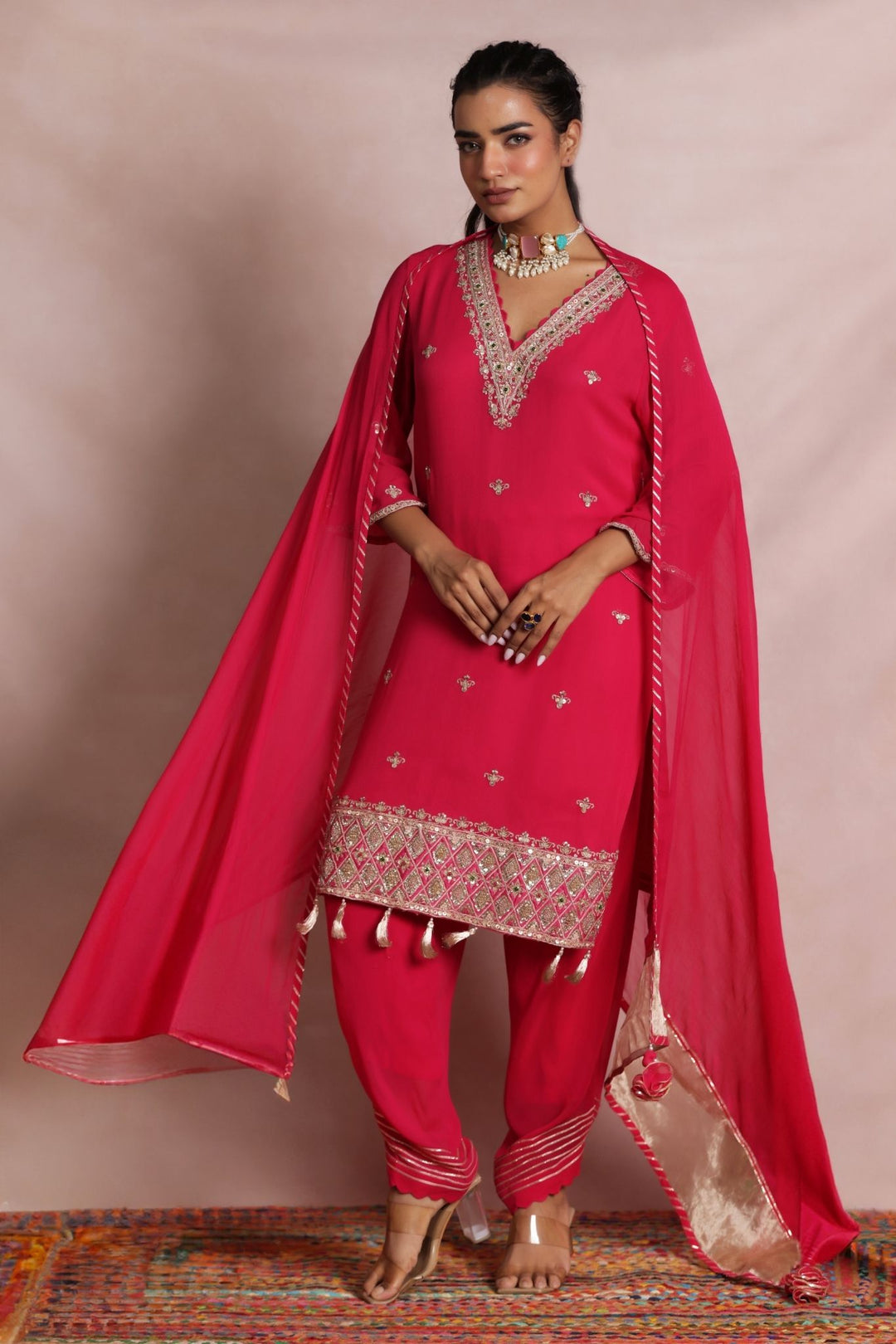 Georgette Patiala Suit with Embroidered work