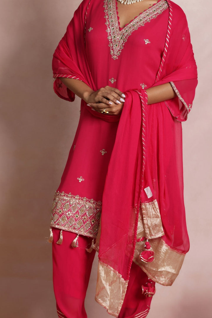 Georgette Patiala Suit with Embroidered work