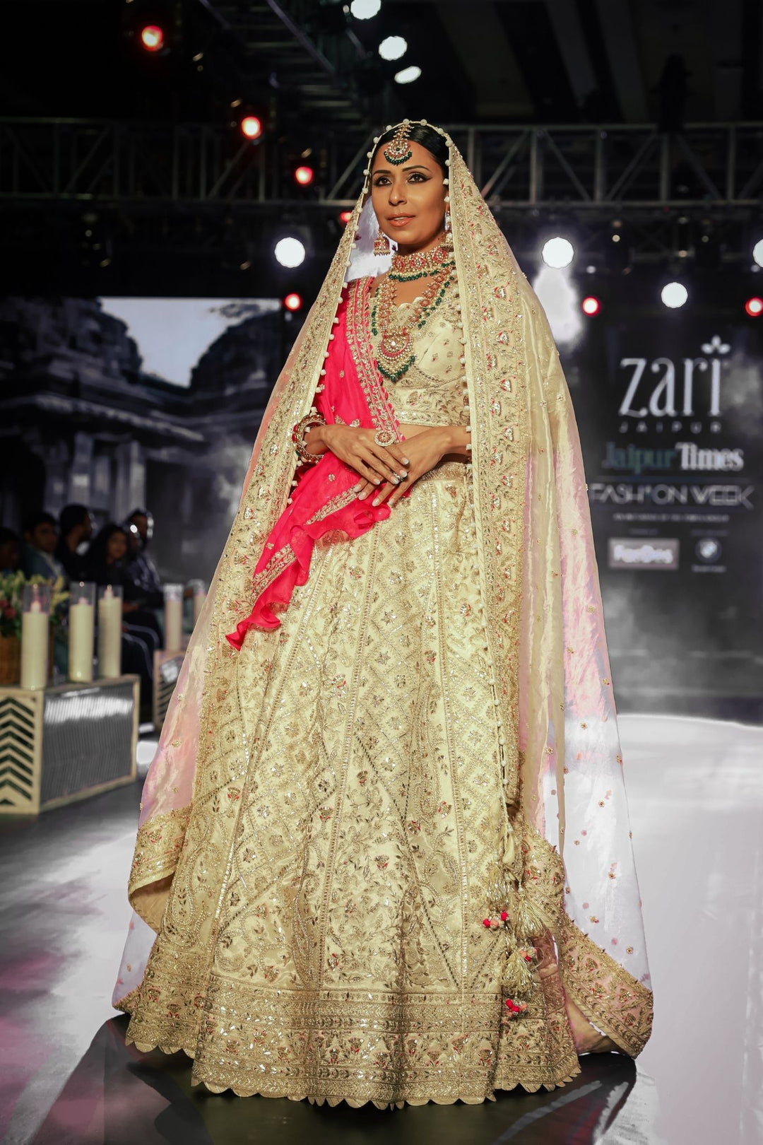 Buy Off White Tissue Silk Lehenga for Bride Online | Zari Jaipur