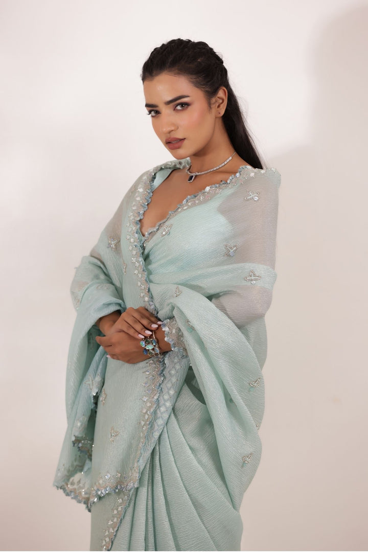 Embellished Tissue Saree Intricate with Sequins Detailing