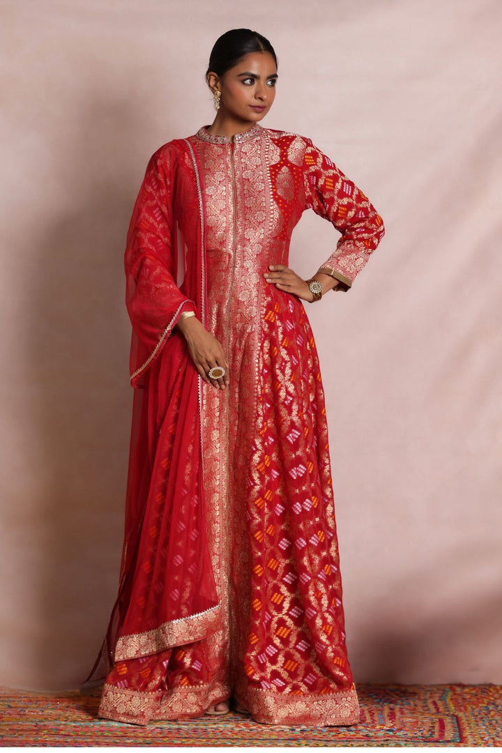 Bandhej Anarkali Handloom Georgette Suit