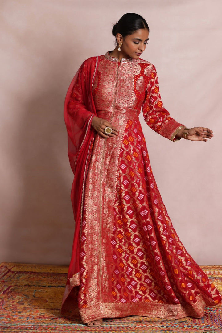 Bandhej Anarkali Handloom Georgette Suit