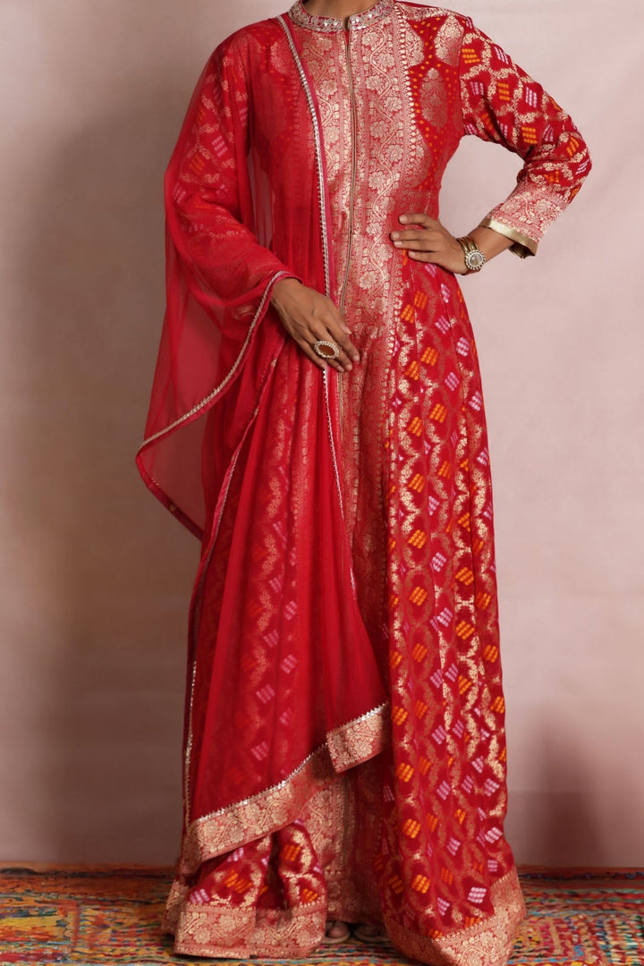 Bandhej Anarkali Handloom Georgette Suit