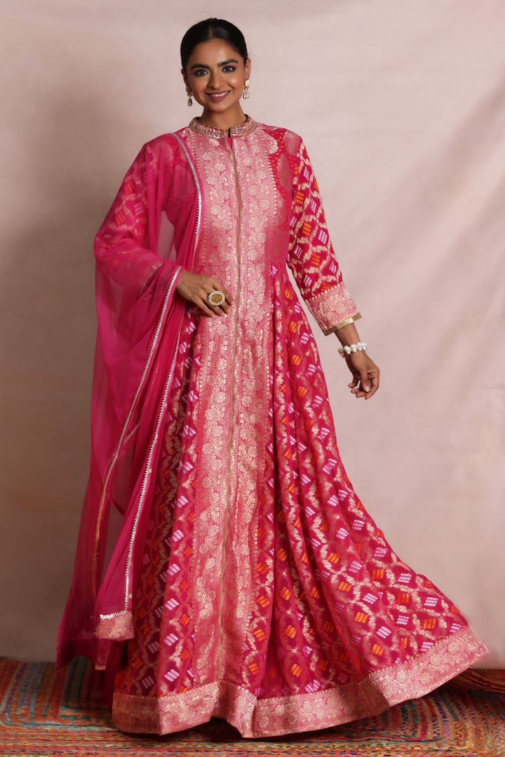 Bandhej Anarkali Handloom Georgette Suit