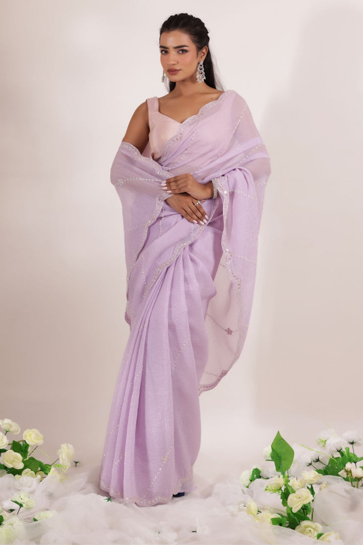 Crushed Tissue Saree Embellished with Cutdana work