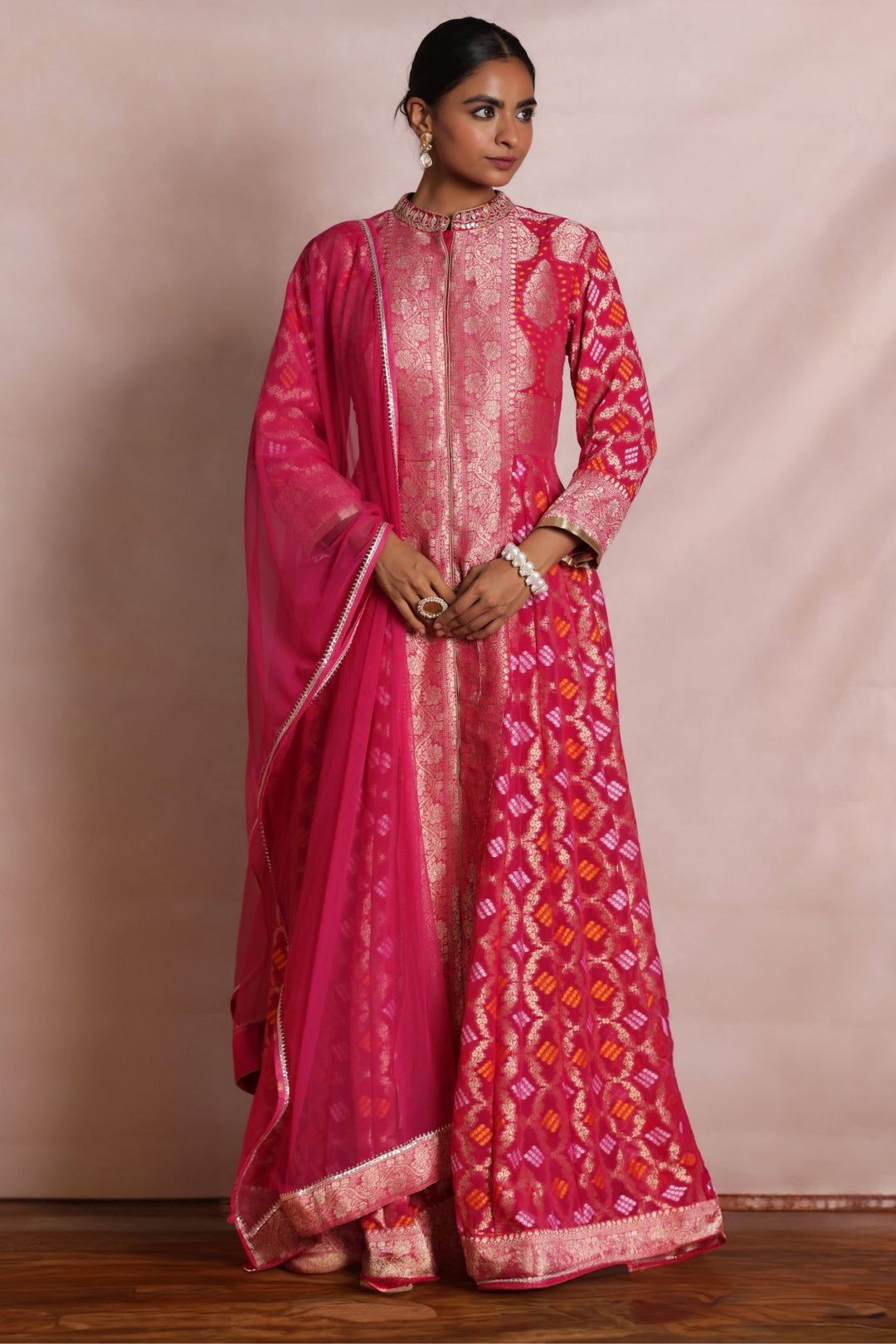 Bandhej Anarkali Handloom Georgette Suit