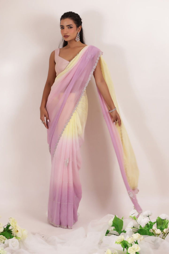 Organza Saree Embellished with Cutdana work