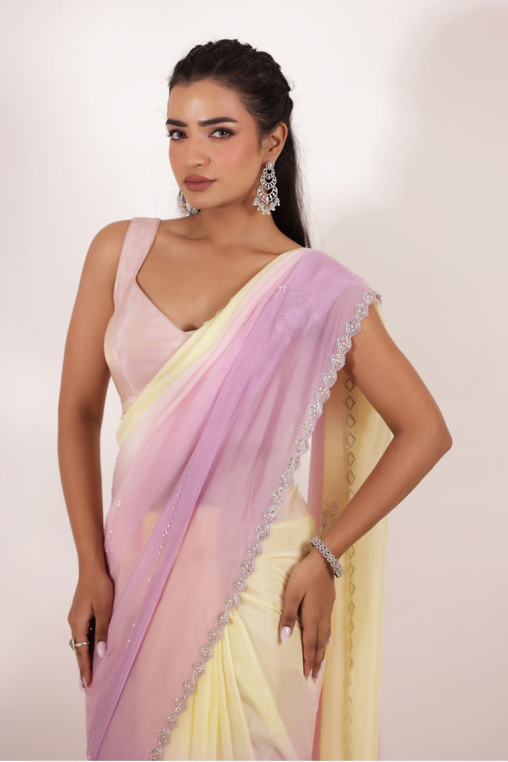 Organza Saree Embellished with Cutdana work