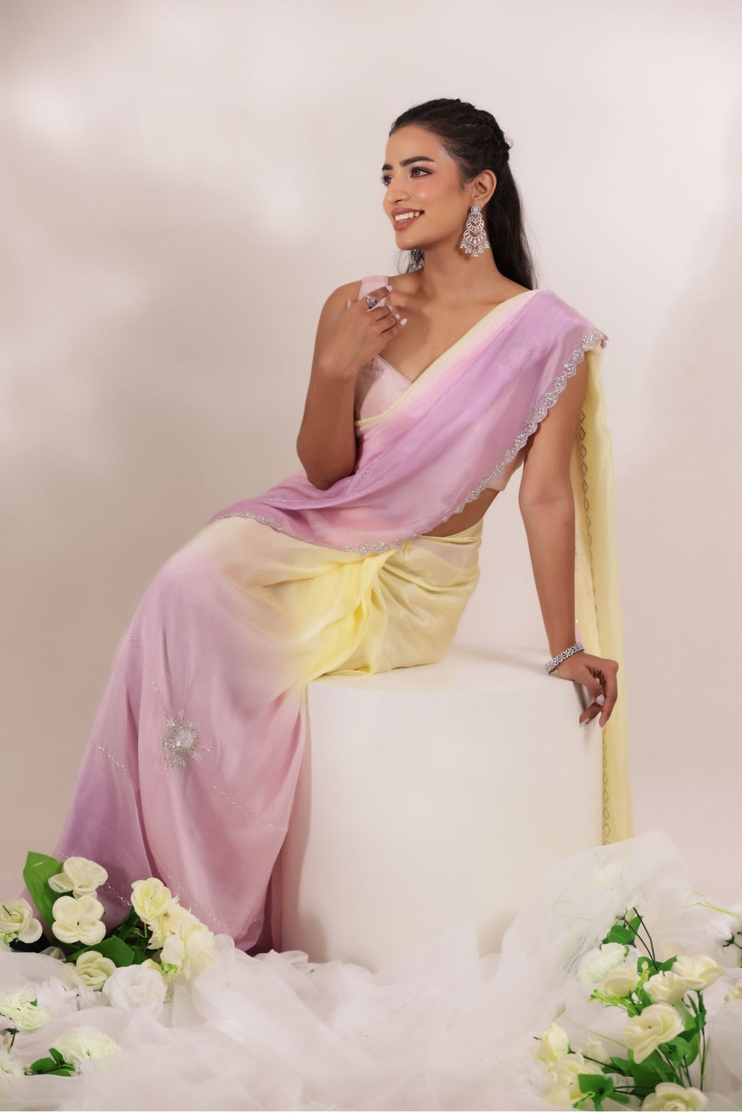 Organza Saree Embellished with Cutdana work