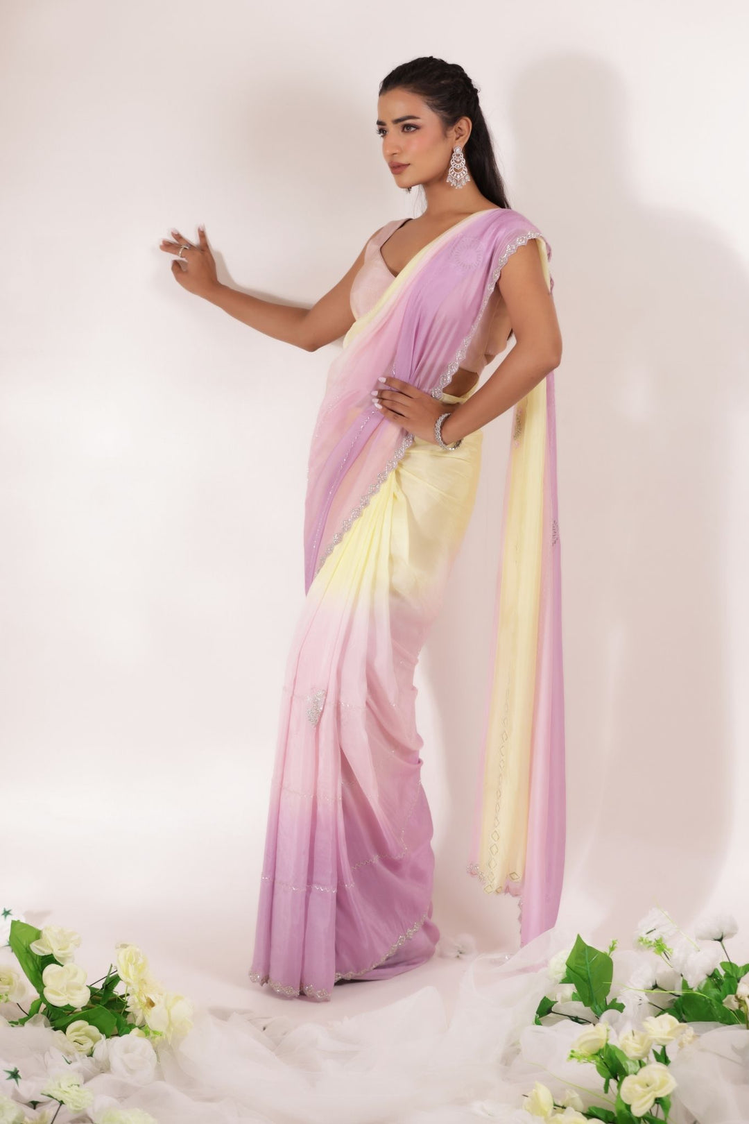 Organza Saree Embellished with Cutdana work