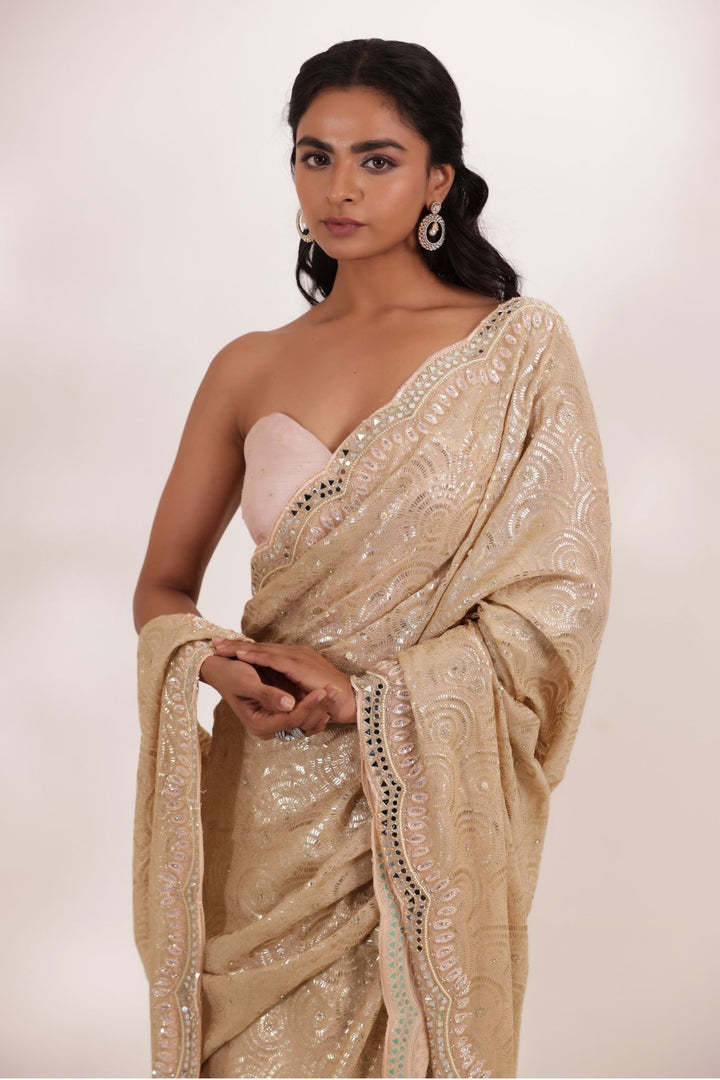 Georgette Saree Embroidered with Thread work