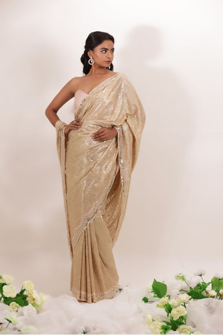 Georgette Saree Embroidered with Thread work