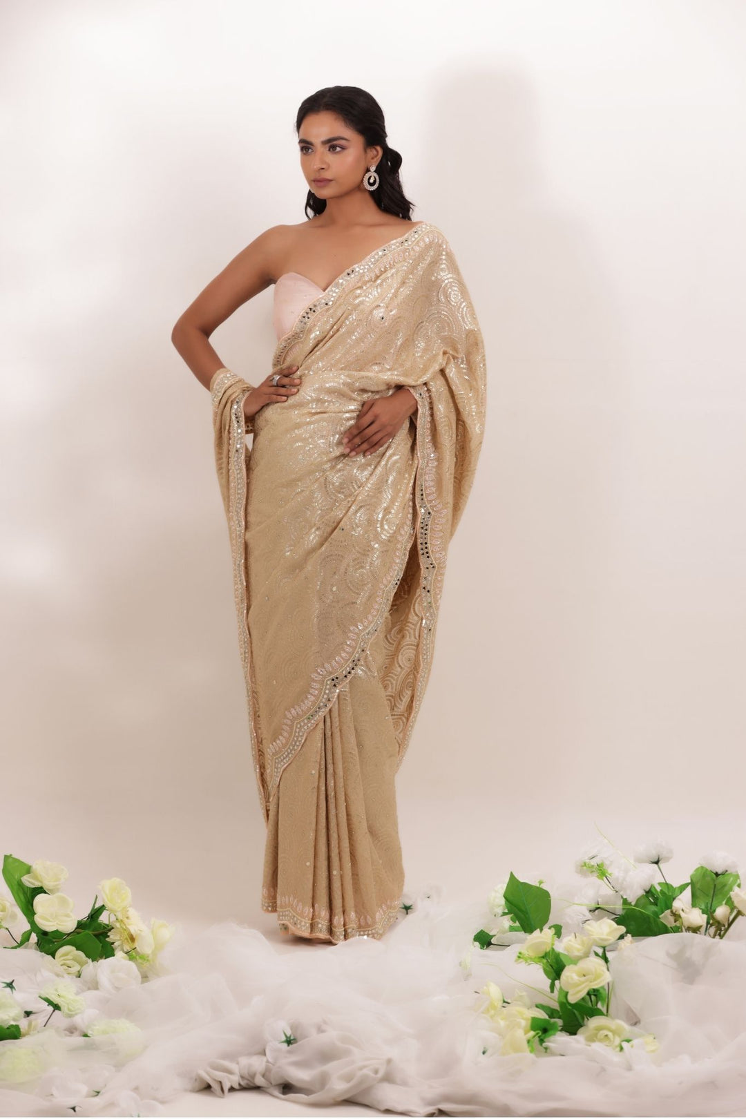 Georgette Saree Embroidered with Thread work