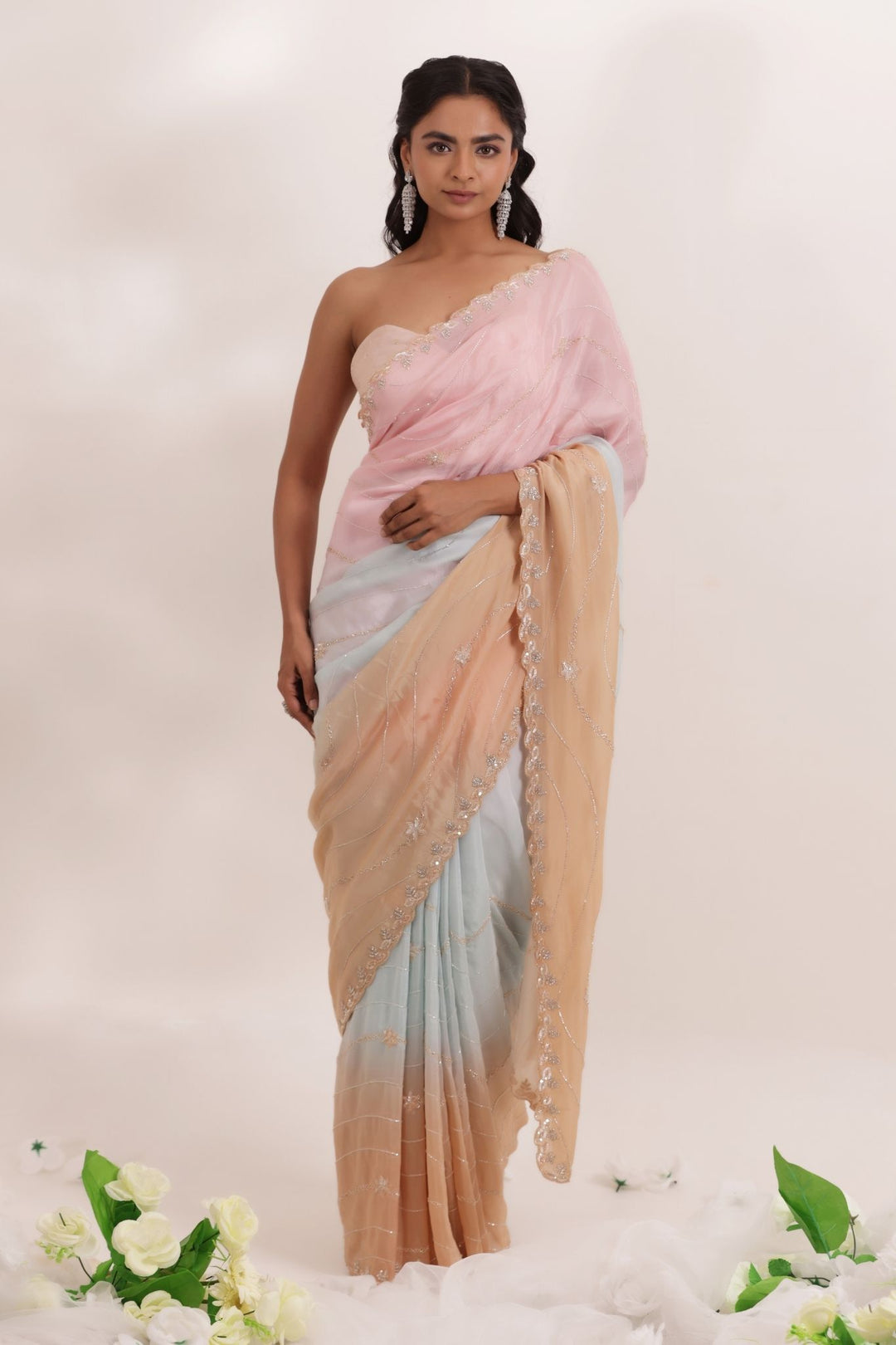 Organza Saree Embellished with Cutdana work