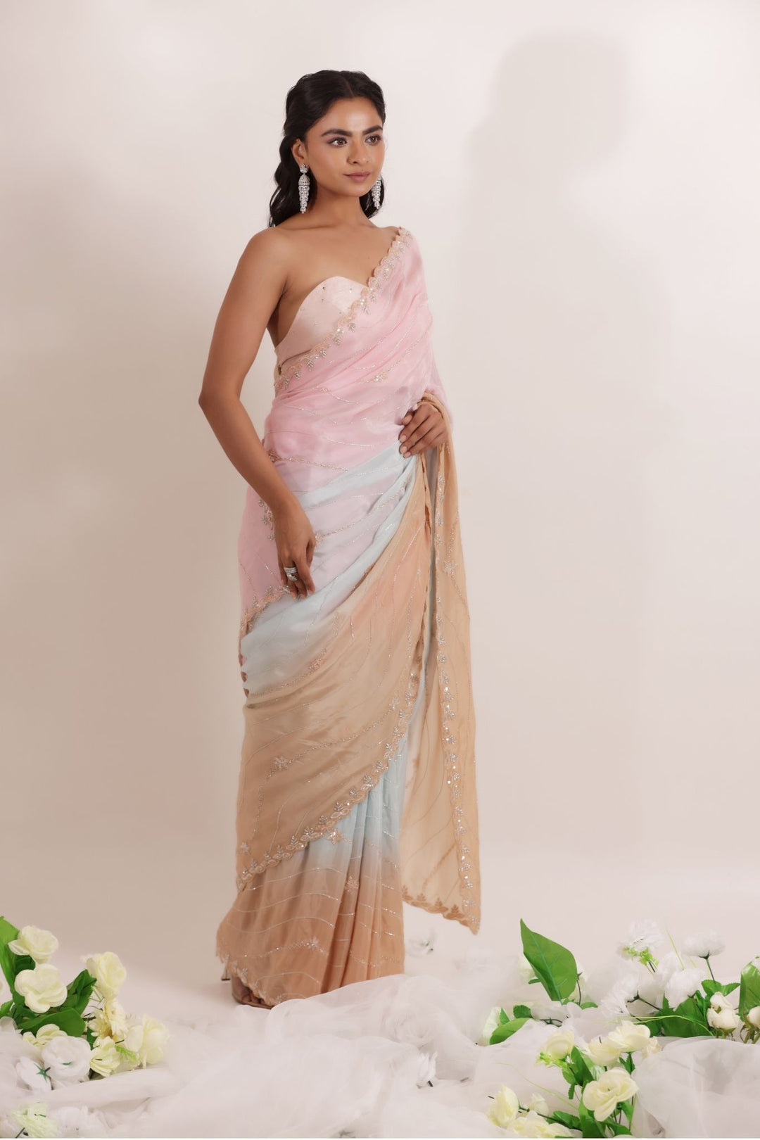 Organza Saree Embellished with Cutdana work