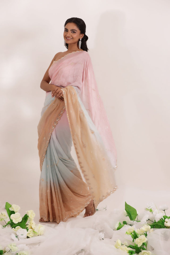 Organza Saree Embellished with Cutdana work