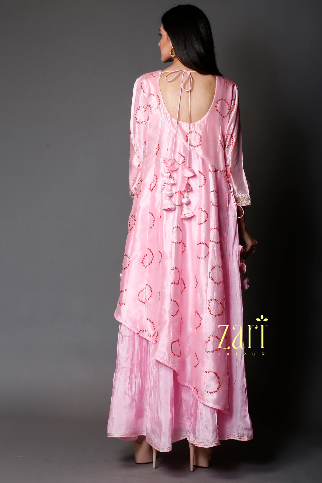 Tussar Bandhej  Silk Kurti with Dori, Sequins work.